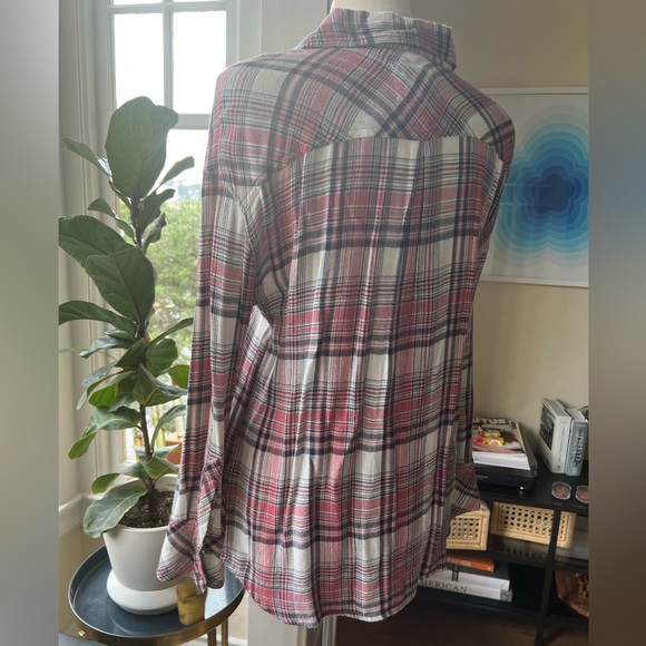Rails Red Plaid Button Down Super Soft Flannel Shirt w Black and White details - Picture 3 of 6